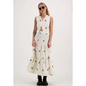 Billebeino NWF Midi Dress Cutout Midriff Wind Chime Edgy Boho 100% Cotton  XL